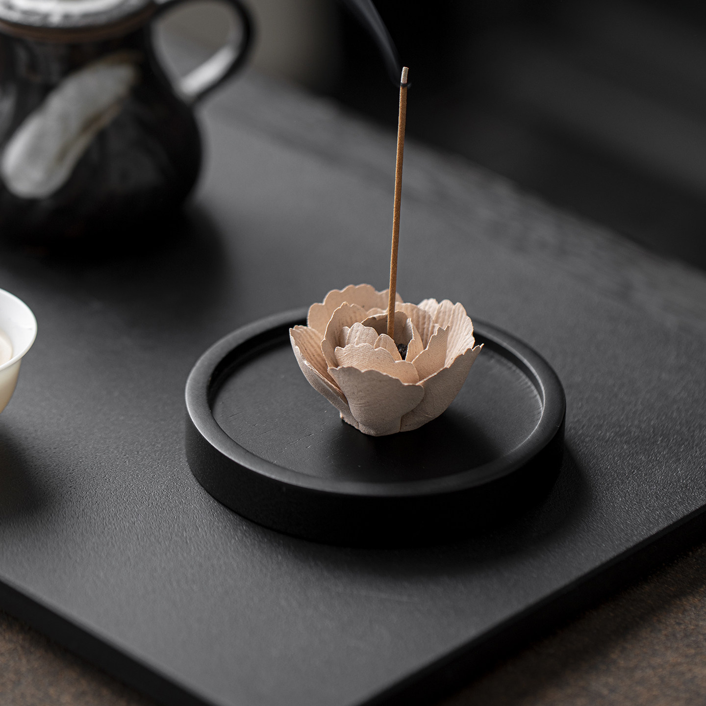 景德镇非遗手捏陶瓷花中式禅意线香香插托盘粗陶摆件莲花形小香炉,淘宝优惠券,粉丝福利购,淘宝优惠卷