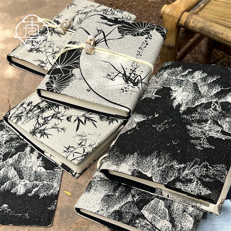 真我 水墨丹青 国风书衣手工手账手帐本日记A5A6记事本笔记本子 - 图1