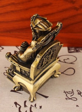 纯黄铜财神爷摆件关二爷家用财神供奉神像客厅办公室发财招财摆设