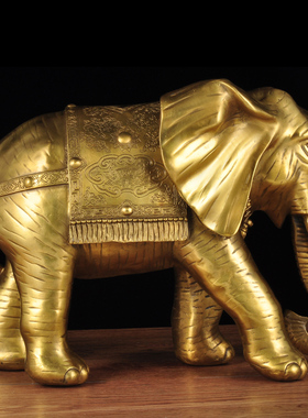 黄铜大象摆件一对招财电视柜乔迁开业礼品办公室桌酒柜家居装饰品