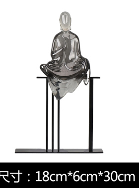 新中式水墨佛摆件样板房间客厅书房桌面办公室复古典软装饰工艺品