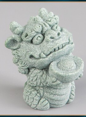 青砂石麒麟送宝茶宠中式居家桌面动物装饰摆件办公室创意国潮精品