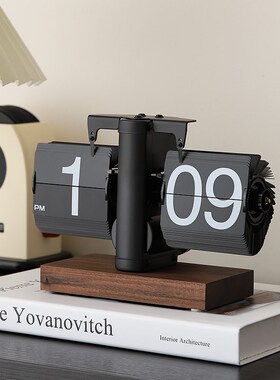 自动翻页机械时钟日历摆件轻奢办公室桌面客厅电视柜家居软装饰品