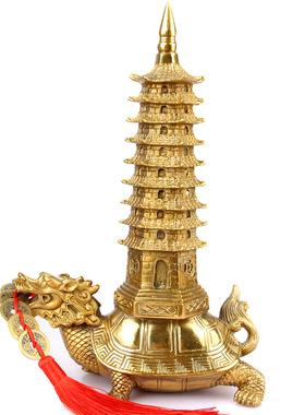 铜文昌塔摆件 铜龙龟文昌塔摆件 龙龟文昌塔摆件 九层铜塔