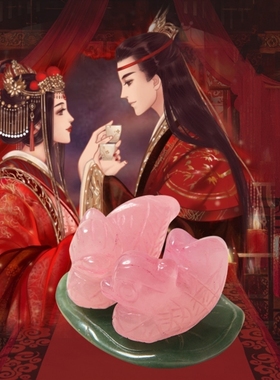 粉水晶鸳鸯发财树摆件百年好合婚庆结婚礼物水晶鸳鸯摆件家居装饰