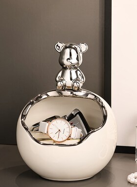 玄关放钥匙收纳摆件入户进门口锁匙玄幻托盘置物架客厅鞋柜装饰品