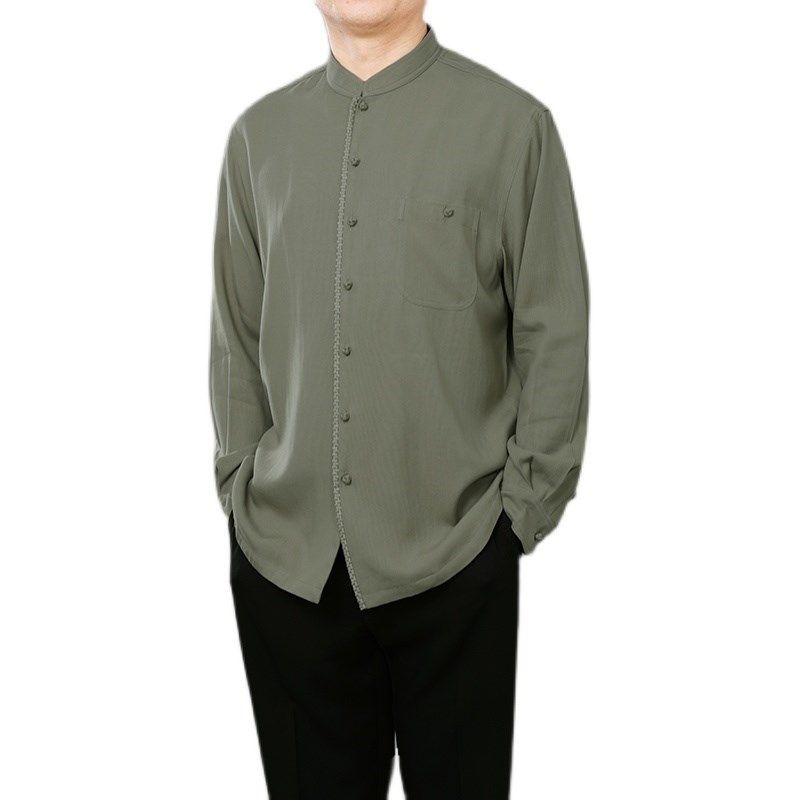 百福龙高档男唐装长袖套装 中国风立领长袖衬衫春季新款休闲大码,淘宝优惠券,粉丝福利购,淘宝优惠卷