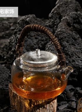 中式侘寂风陶瓷花瓣花器玻璃茶具套装组合摆件家居样板间软装饰品