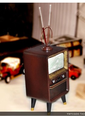 老式仿古铁艺电视机模型 复古拍摄影楼 韩式道具 店面橱窗摆件