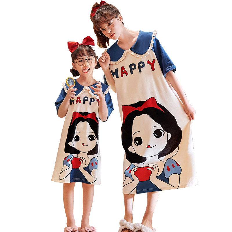 母女睡裙夏款公主风儿童夏季薄款亲子装睡衣女童纯棉2023新款女孩,淘宝优惠券,粉丝福利购,淘宝优惠卷