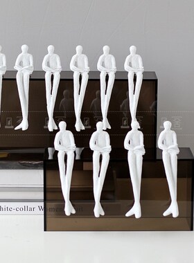 现代轻奢亚克力树脂看书人摆件样板房售楼处书房客厅玄关软装饰品