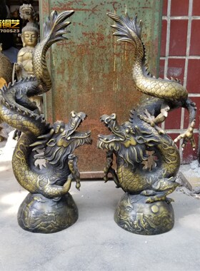 铜龙黄铜盘h龙家用铜龙铜器办公工艺品摆件定做