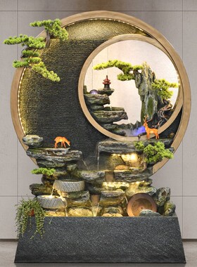 落地假山喷泉流水摆件p水幕墙玄关屏风景观客厅阳台办公室酒店装