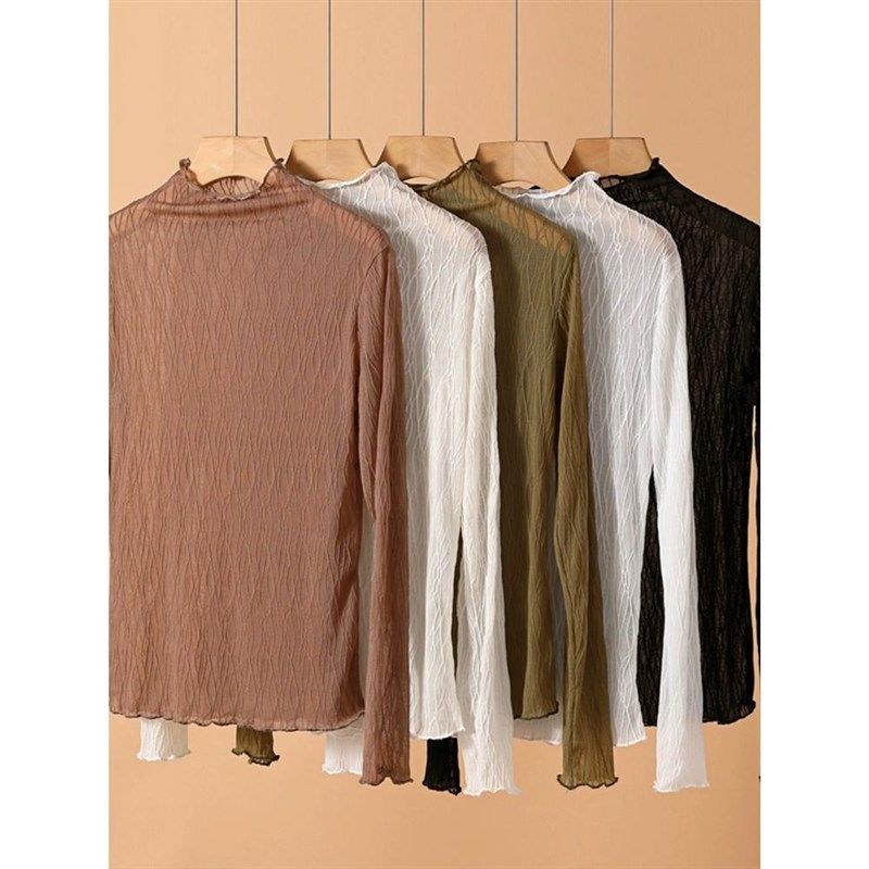 2件装半高领蕾丝打底衫女春秋毛衣内搭白色网纱小衫洋气百搭上衣,淘宝优惠券,粉丝福利购,淘宝优惠卷