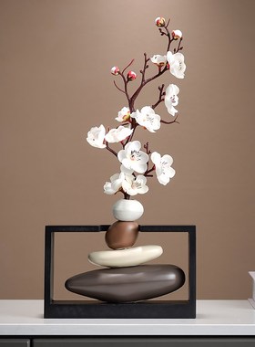 现代新中式高级感软装家居玄关客厅装饰品门店软装装潢高档摆件