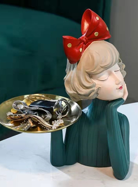 北欧轻奢创意泡泡女孩摆件v家居客厅玄关装饰电视柜茶几礼物摆设