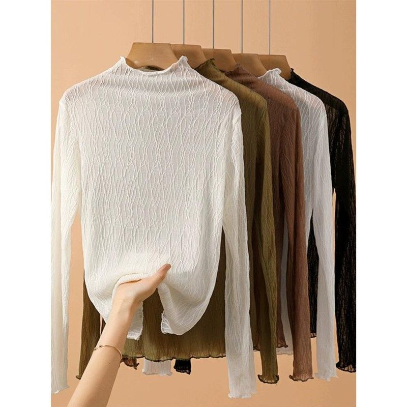2件装半高领蕾丝打底衫女春秋毛衣内搭白色网纱小衫洋气百搭上衣,淘宝优惠券,粉丝福利购,淘宝优惠卷
