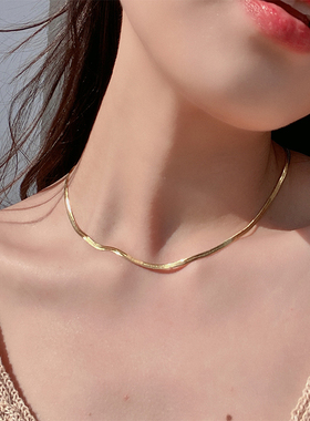 纯银蛇骨链项链女高级感设计感小众轻奢时尚颈链叠戴素链锁骨链