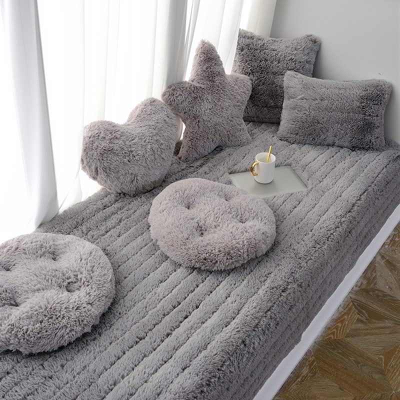 Customizable bay window plush thickened modern simple window sill cushion decoration skin-friendly machine washable bedroom plush blanket
