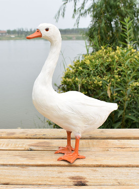 仿真鹅拍摄道具庭农场园林羽毛动物橱窗饰品纯手工工艺品白鹅