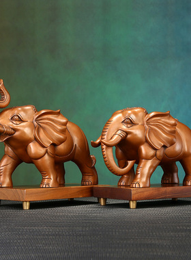 紫铜大象摆件客厅办公室公司家居装饰品吉祥摆设X铜象铜工艺品