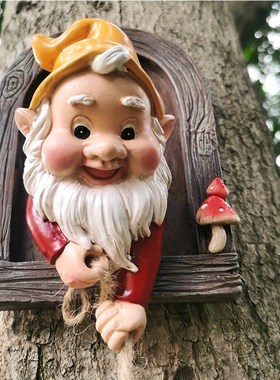 花园侏儒小矮人攀爬绳树脂工艺B品摆件圣诞装饰品户外庭院布置