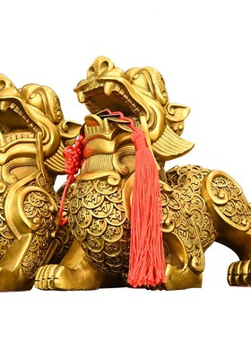 招财纯铜貔貅摆件铜皮休皮丘一对办公室家居客厅店Y铺开业礼品