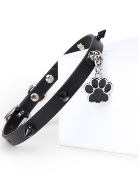 项圈女m定制金属狗爪吊牌锁骨链颈带皮质脖圈