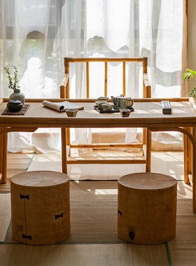 木墩子坐凳实木圆柱艺术民宿落地装饰摆件边O几小茶几木桩底座花