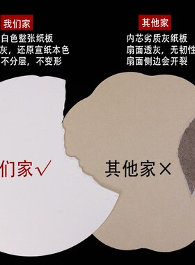 加厚双面漆扇宣纸l团扇空白纸扇半生熟白色卡纸儿童diy手绘画扇子