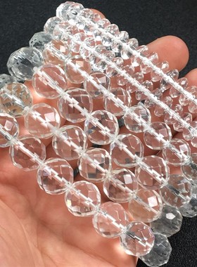 捡漏天然白水晶手链项链盘珠64面128面塔链切面单圈手串圆珠套装