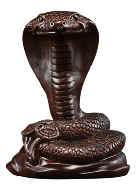 木雕摆件蛇实木质雕刻动物生肖家居客厅办公书架装饰红木工艺礼品