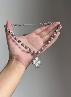 韩系ins风圆珠四叶草花朵项圈项链choker小众y2k辣妹甜酷锁骨链