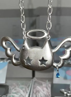 原创设计天使猫choker小众金属锆石夸张锁骨链项链y2k亚文化项链