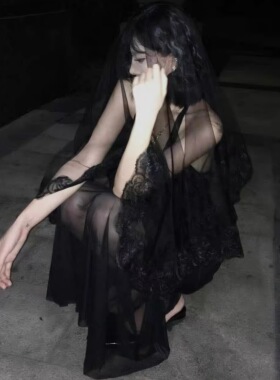 黑色蕾丝头纱万圣节cos哥特圣母玛利亚吸血鬼新娘装扮道具配头饰