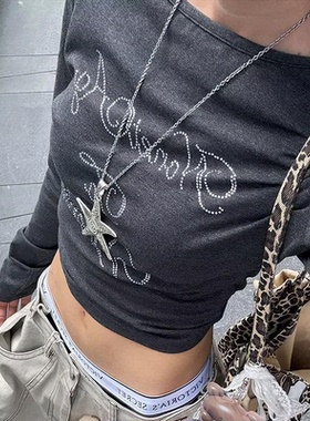 千禧y2k银色海星项链星星吊坠长款毛衣链小众设计甜酷辣妹卫衣链