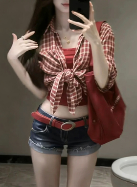美式复古红色皮带女y2k辣妹腰带百搭高级感腰封牛仔短裤腰饰新品