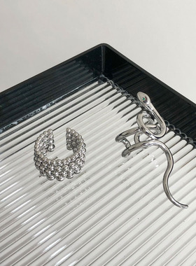 灵动小蛇圆珠戒指女开口戒指环