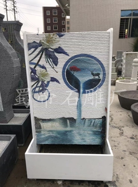 石雕流水摆件别墅庭院青石流水喷泉装饰户外园林荷塘月色景观雕塑