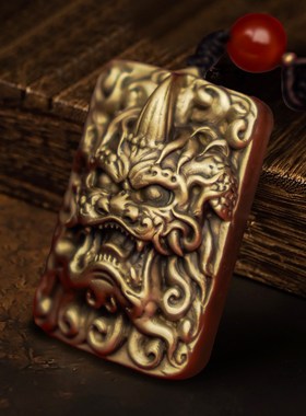 全铜貔貅铜牌手把件随身盘玩文玩摆件刻字把玩件皮丘吊坠装饰挂件