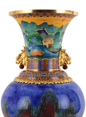 中艺堂 霍铁辉 晋晓瞳 景泰蓝钧瓷《景钧双绝江山尊》收藏品摆件