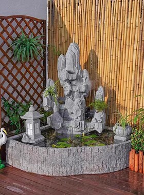 户外花园庭院假山流水摆件喷泉鱼池循环水阳台酒店水W池装饰品景