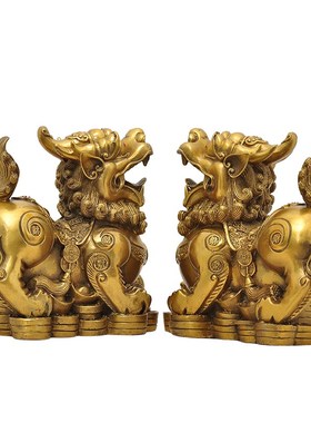 全铜招财貔貅摆件皮丘一对客厅新房客厅公司办公室饭店大堂工艺品