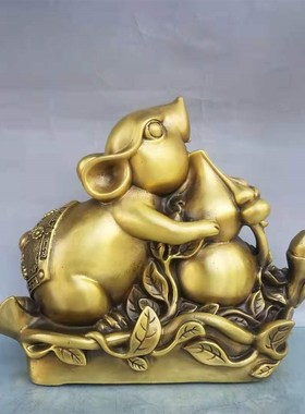 纯铜老鼠摆件聚宝盆鼠生肖鼠金钱元宝鼠金鼠家P居玄关办公室工艺
