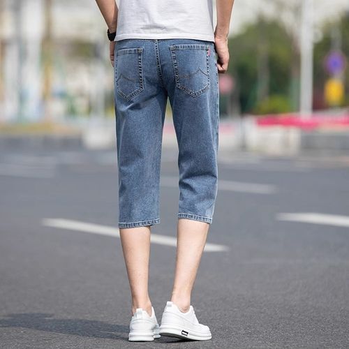 牛仔七分裤男士宽松夏季薄款五分裤过膝7分休闲 短裤男土八分 - 图3
