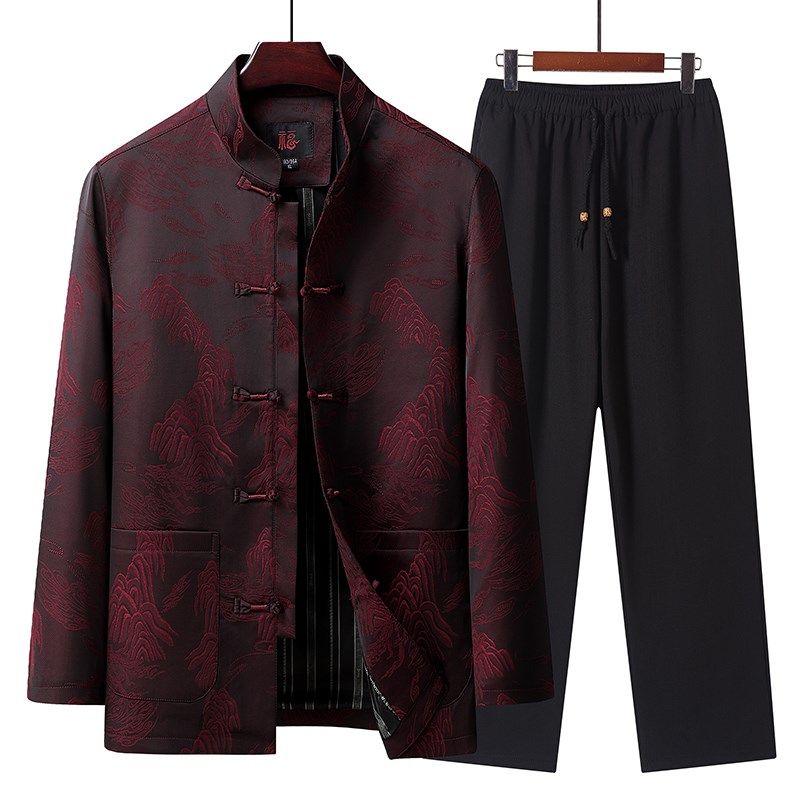 春秋季唐装男中老年人生日婚宴喜服爷爷外套爸爸装中国风套装棉衣,淘宝优惠券,粉丝福利购,淘宝优惠卷