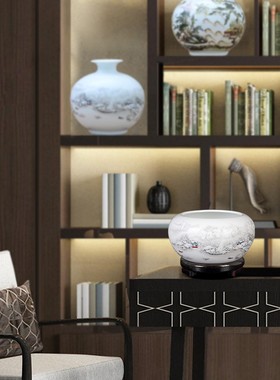 大烟灰缸景德镇陶瓷新中式创意客厅摆件时尚茶海复古实用茶洗笔洗