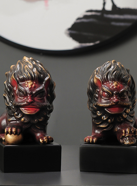 中国风装饰品创意狮子一对国潮新中式家居客厅桌面摆设乔迁送礼品