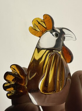 琉璃手工琉璃咕咕母鸡车载摆件家居装饰摆件小兔子猫头鹰小动物