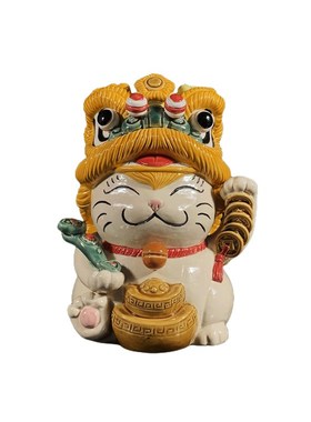 石湾公仔陶瓷招财猫摆件家居装饰客厅中式钱罐摆设乔迁新居生日礼